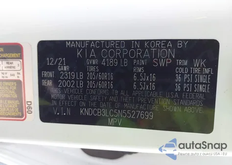 2022 Kia Niro Lxs из США, поврежденный, VIN KNDCB3LC5N5527699